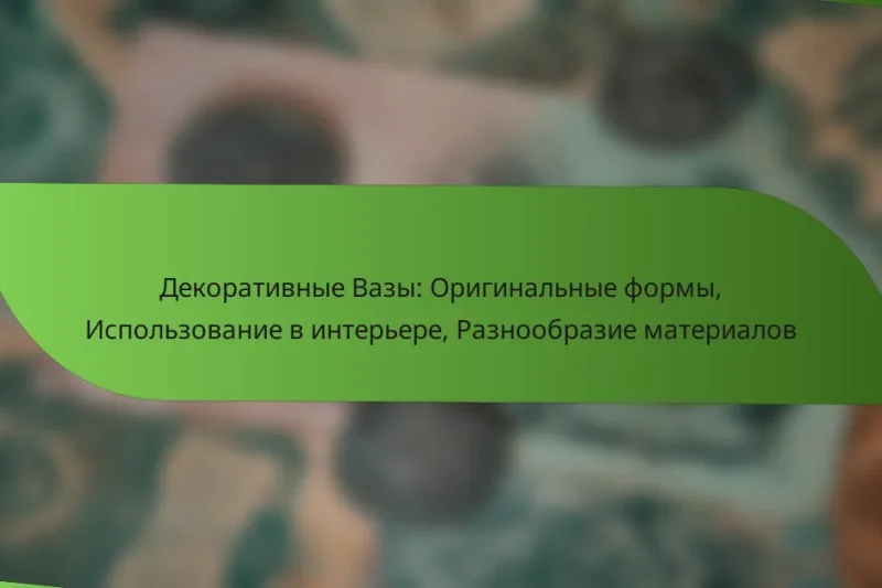 Декоративные Вазы: Оригинальные формы, Использование в интерьере, Разнообразие материалов