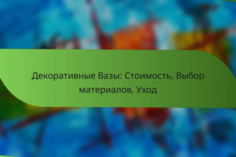 Декоративные Вазы: Стоимость, Выбор материалов, Уход