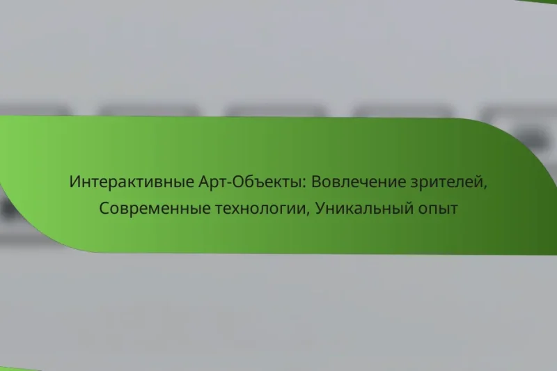 Интерактивные Арт-Объекты: Вовлечение зрителей, Современные технологии, Уникальный опыт