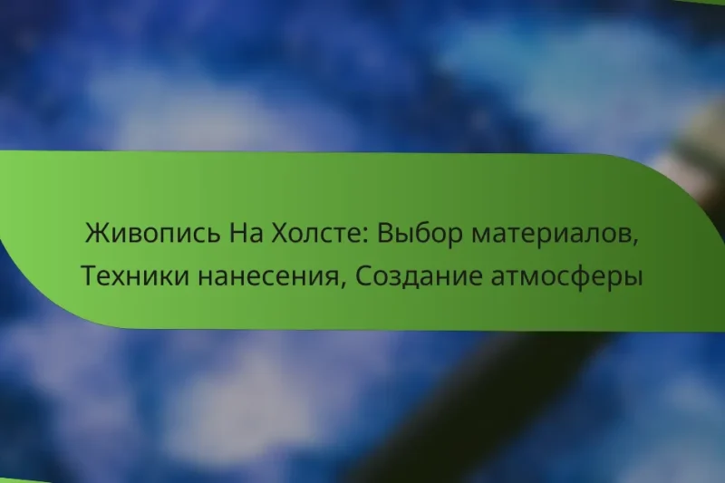 Живопись На Холсте: Выбор материалов, Техники нанесения, Создание атмосферы