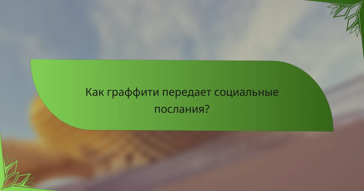 Как граффити передает социальные послания?
