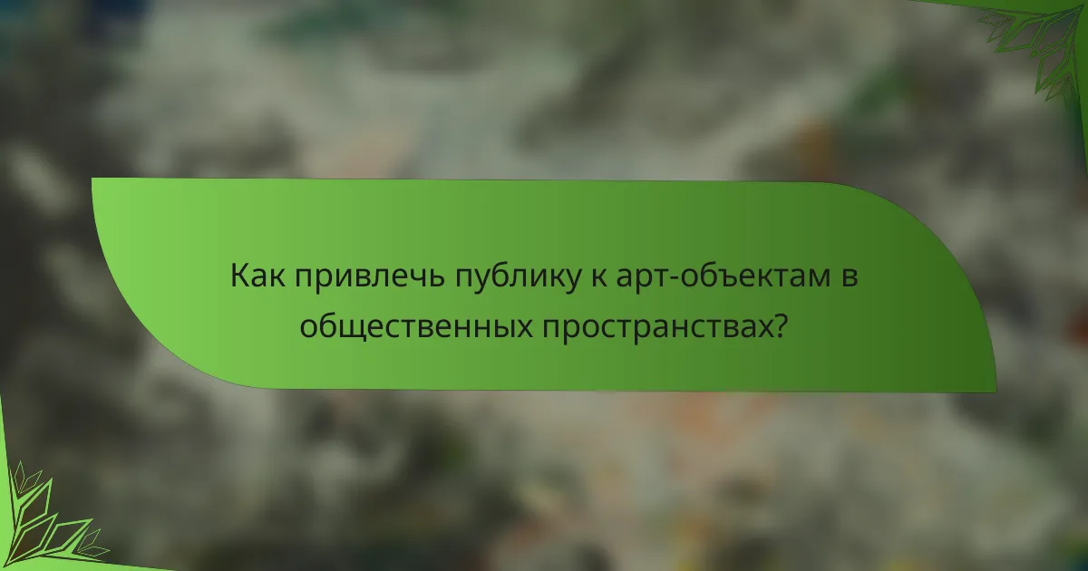 Как привлечь публику к арт-объектам в общественных пространствах?