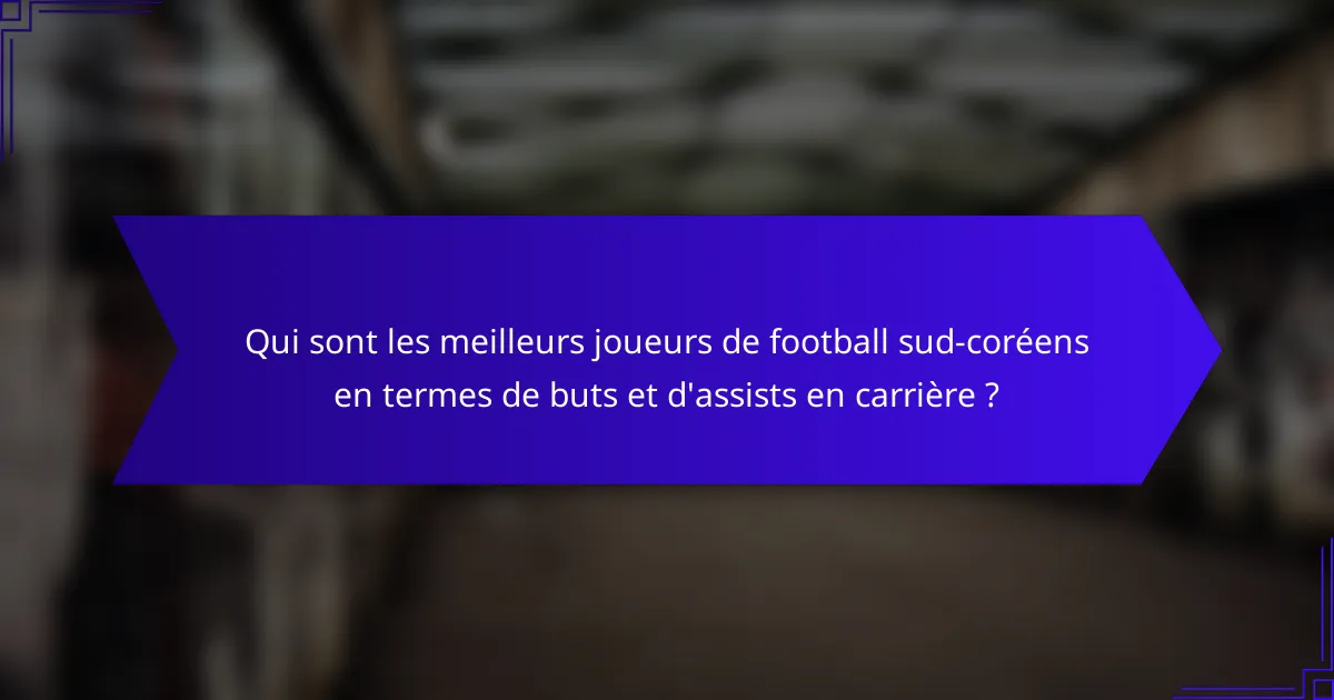 Qui sont les meilleurs joueurs de football sud-coréens en termes de buts et d'assists en carrière ?